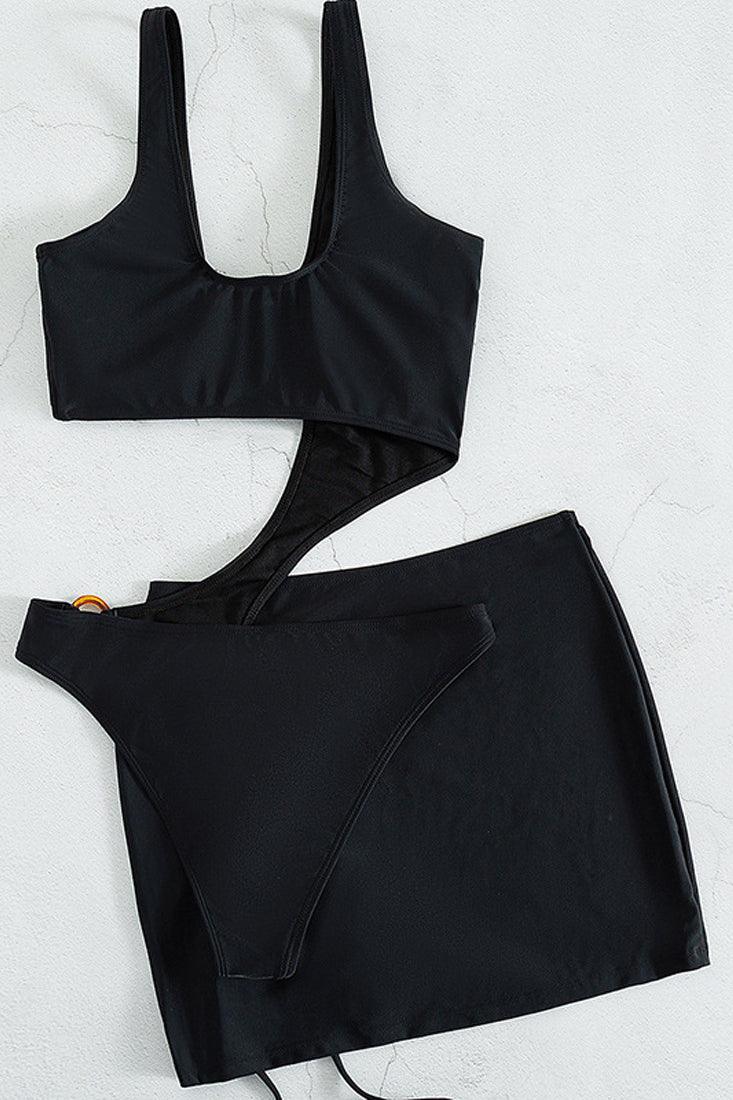 Bikini Dames Zwart – Asymmetrische Set met O-Ring