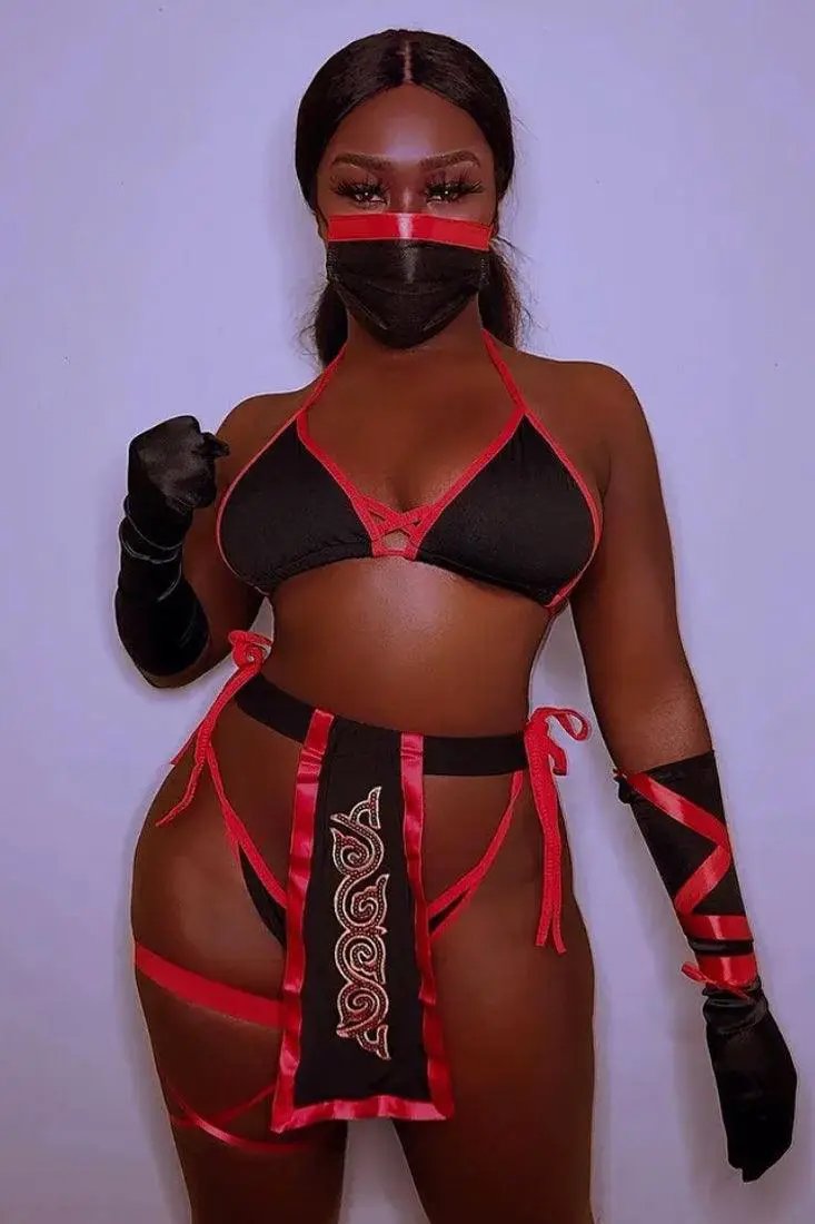 Dames Ninja Kostuum 5-Delige Set met Pailletten