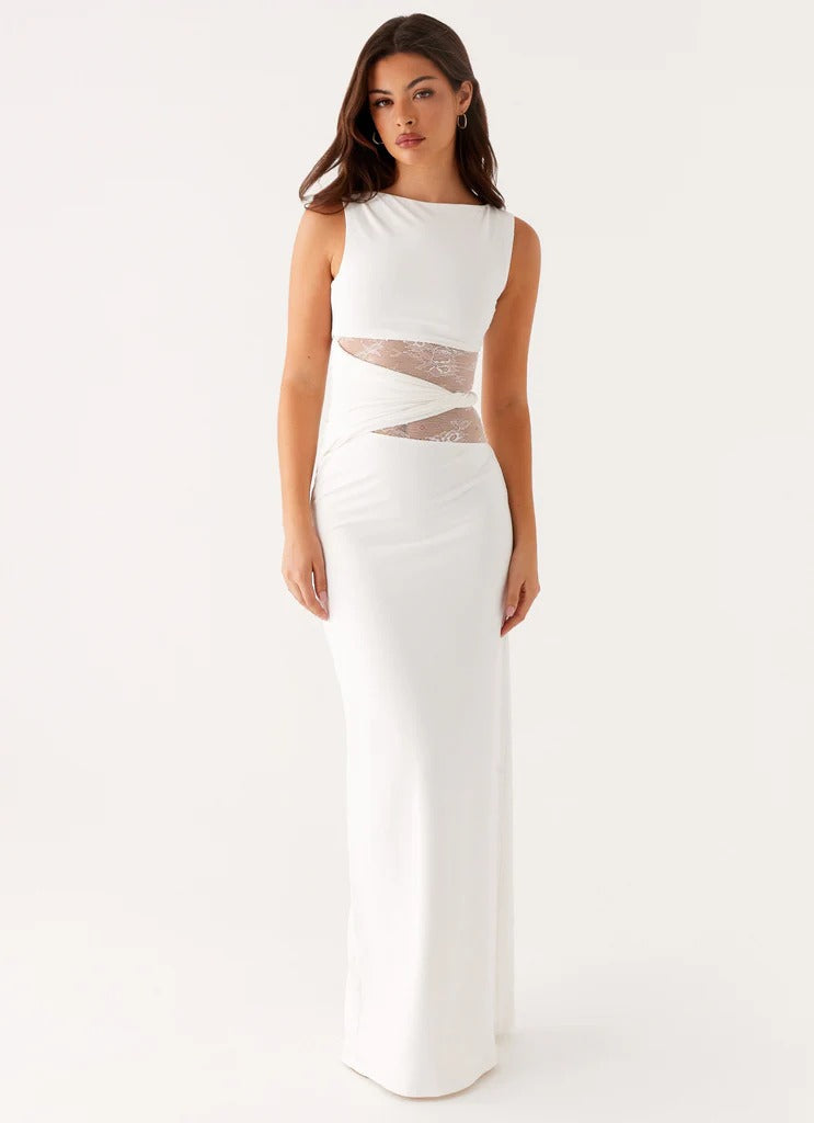 Maxi Jurk Ronde Hals – Kant Zomerjurk Dames