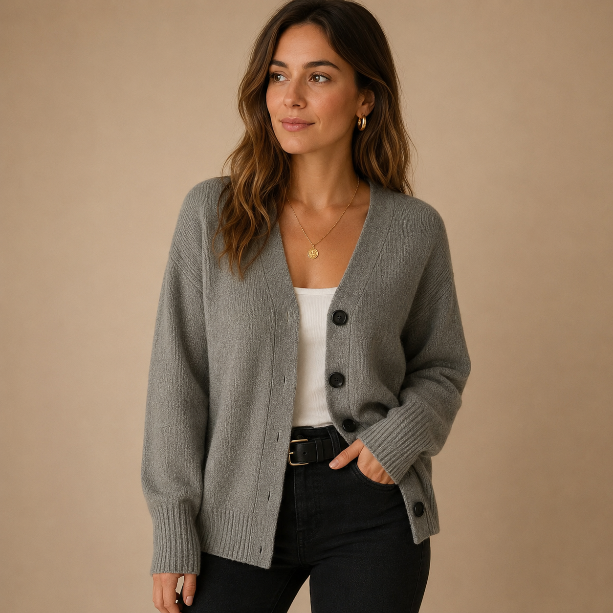 Dames Gebreid Vest met V-hals | Knoopsluiting & Relaxte Pasvorm | Casual