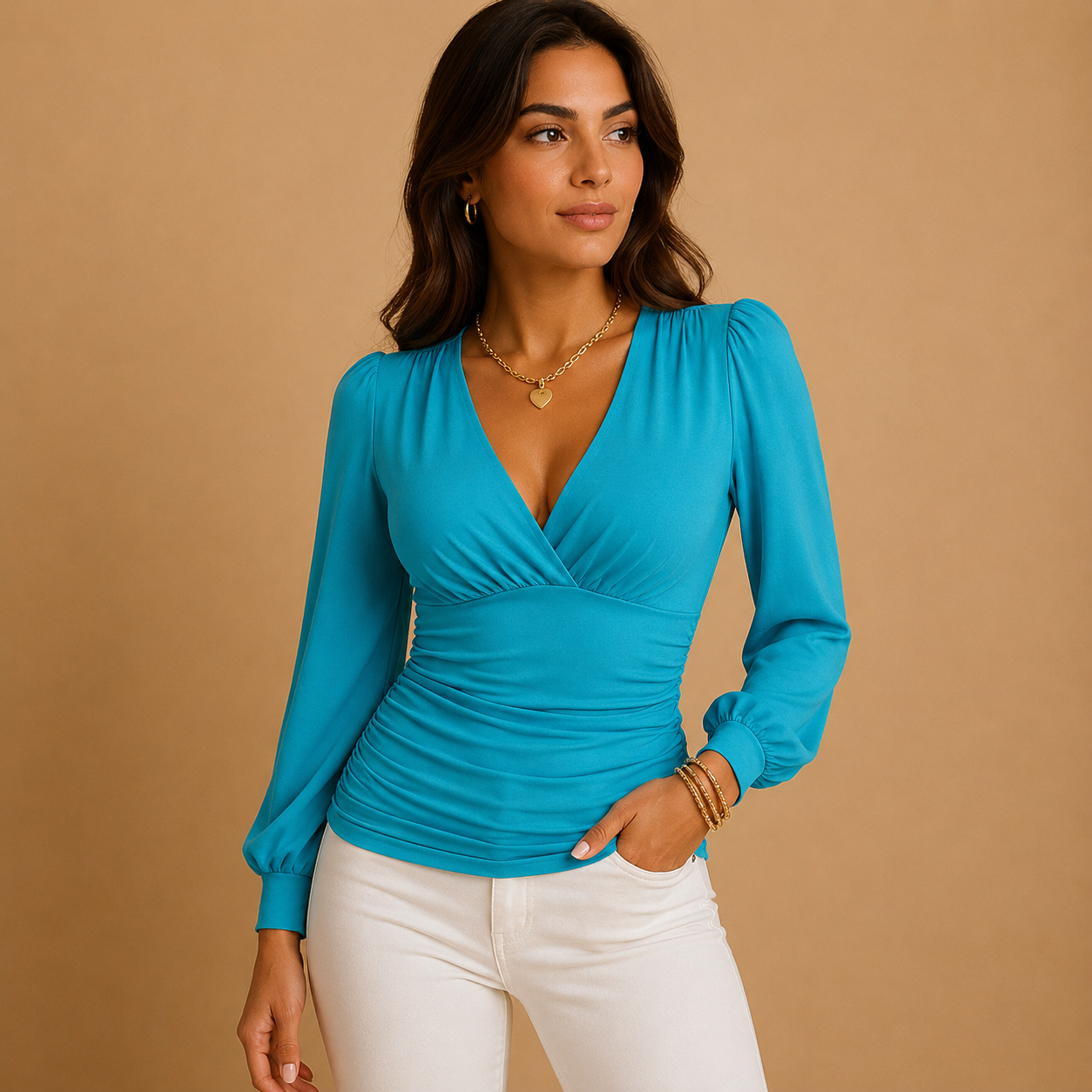 Dames Getailleerde Wikkeltop V-hals | Zachte Stretchstof | Kantoor & Casual