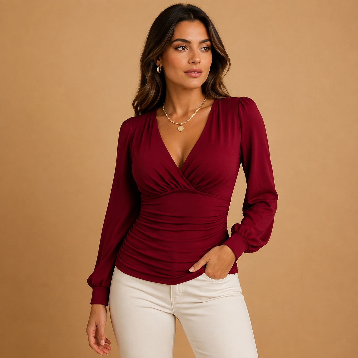 Dames Getailleerde Wikkeltop V-hals | Zachte Stretchstof | Kantoor & Casual