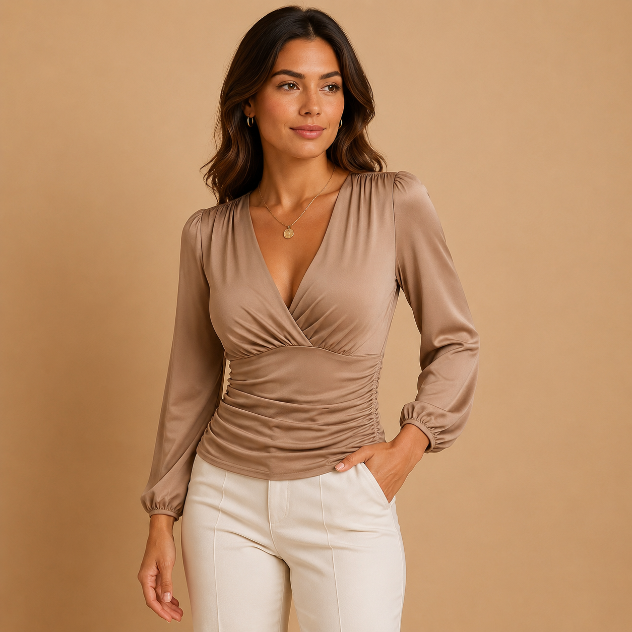 Dames Getailleerde Wikkeltop V-hals | Zachte Stretchstof | Kantoor & Casual