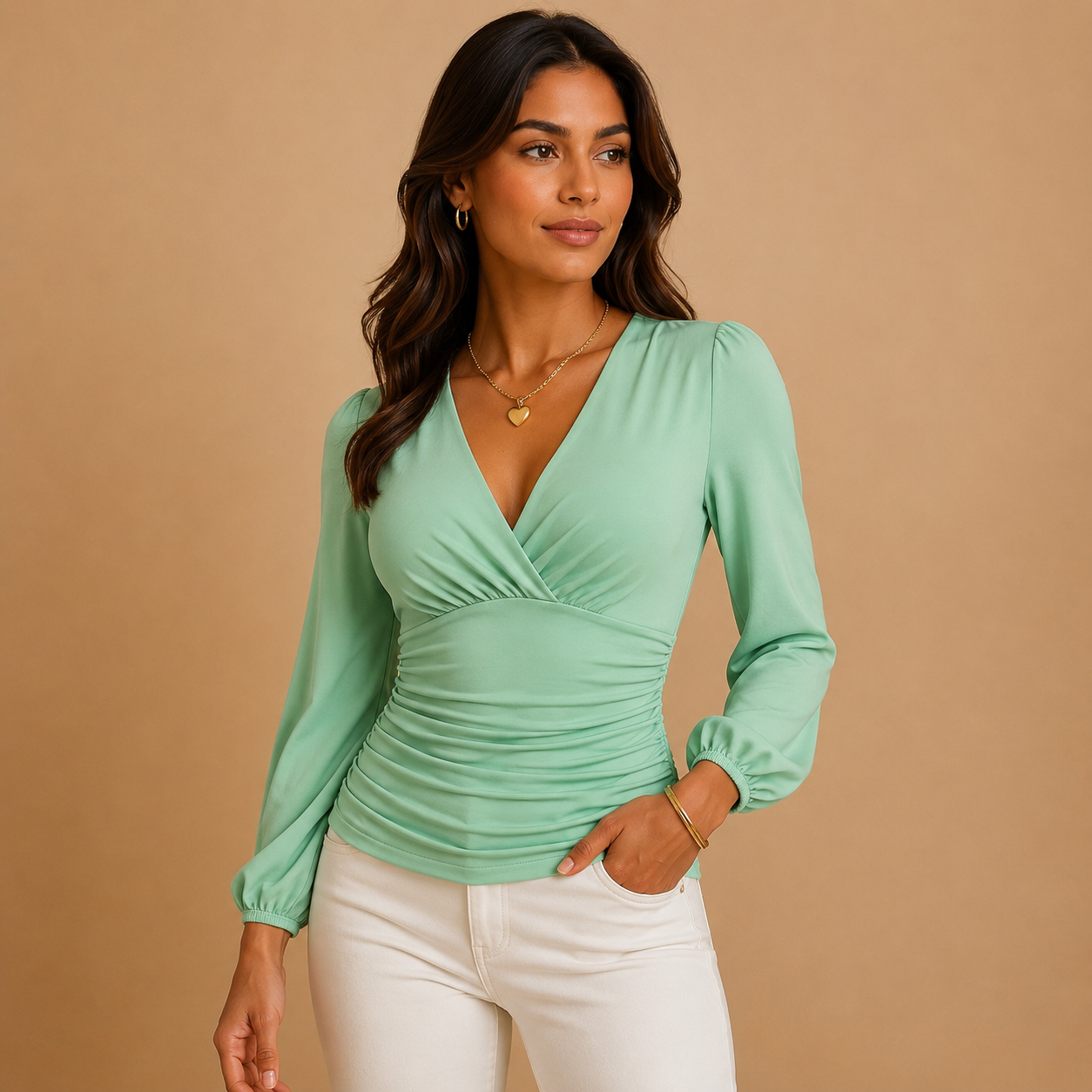 Dames Getailleerde Wikkeltop V-hals | Zachte Stretchstof | Kantoor & Casual