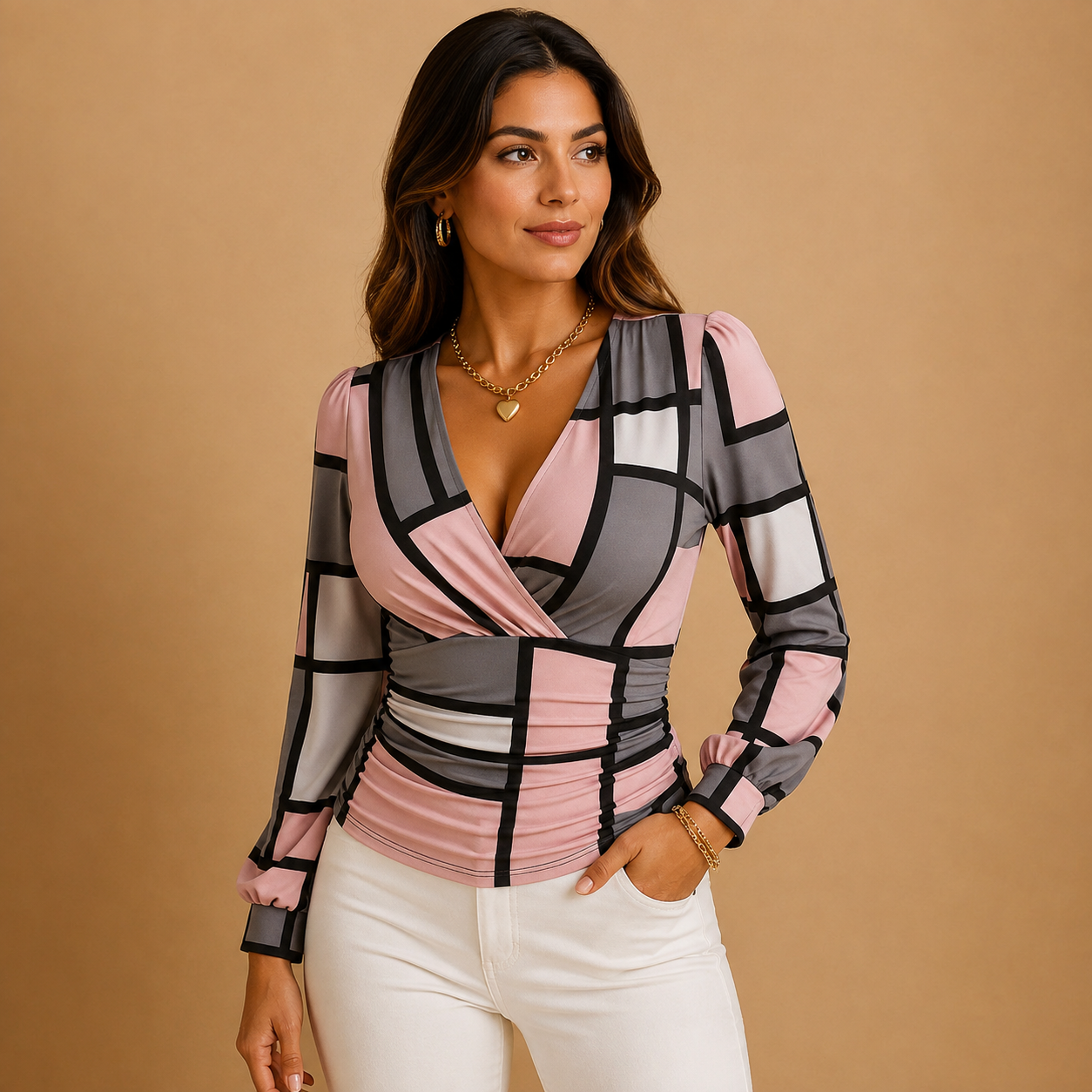 Dames Getailleerde Wikkeltop V-hals | Zachte Stretchstof | Kantoor & Casual