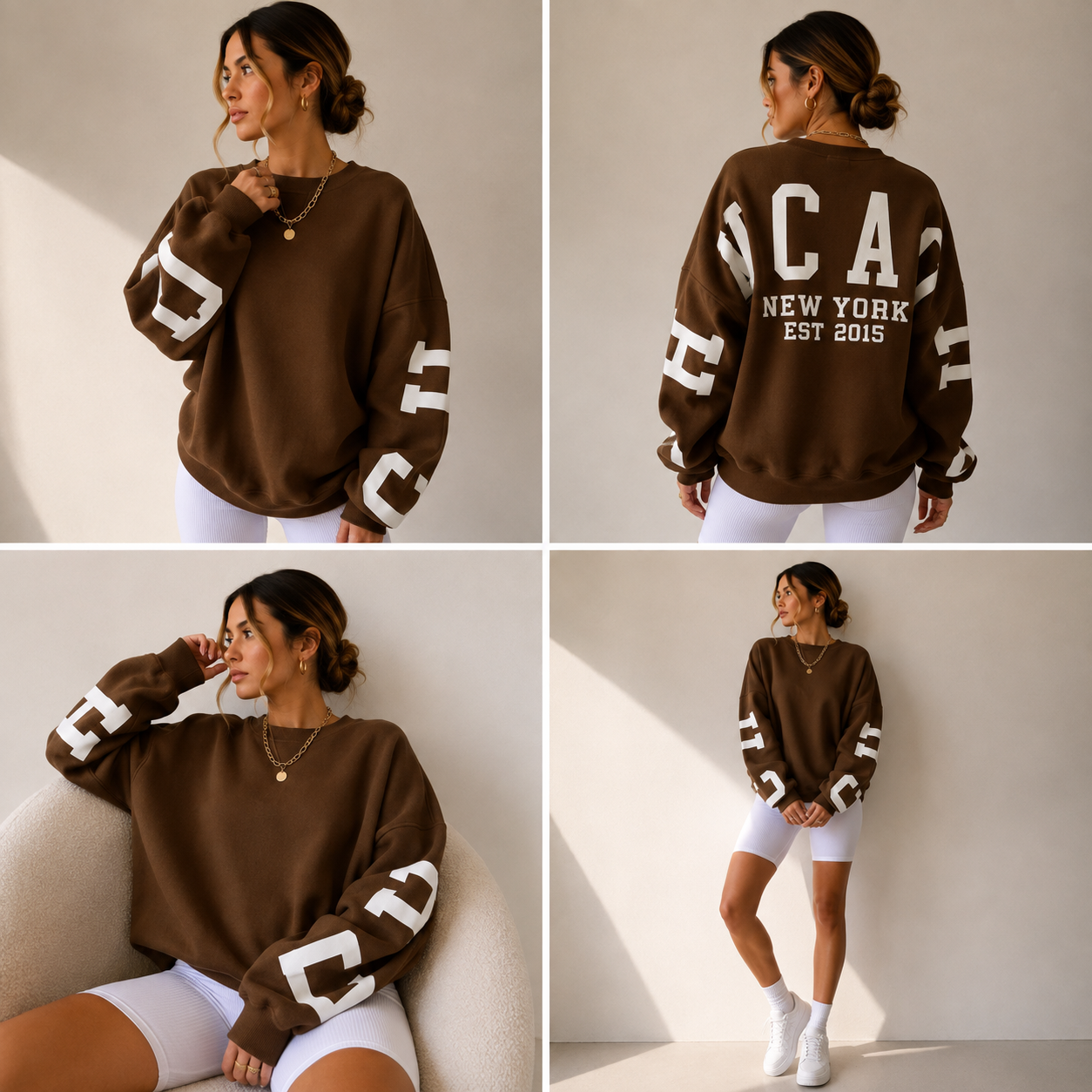 Dames Oversized Varsity Sweater | Geborsteld Fleece & Print | Casual & Herfst