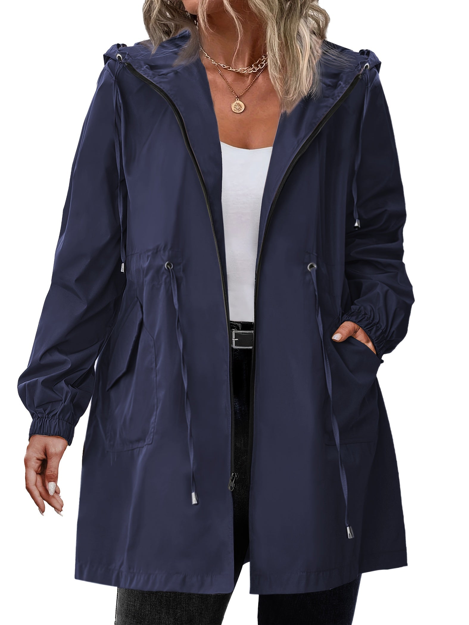 Plus Size Dames Regenjas met Capuchon en Ritssluiting