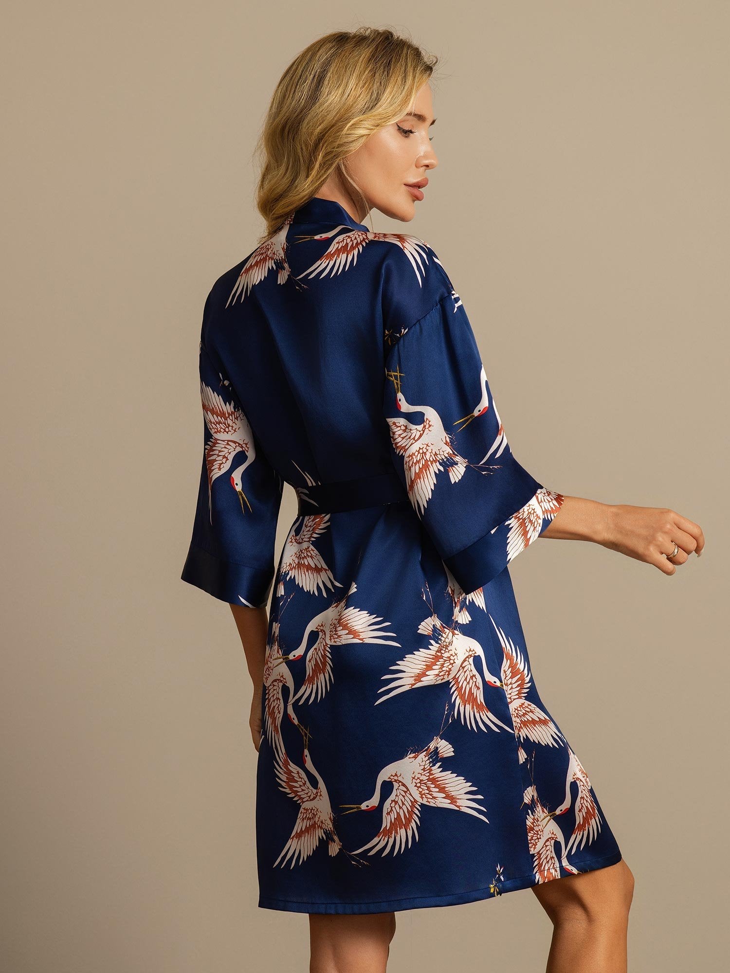 Satijnen Kimono Ochtendjas Wikkelmodel