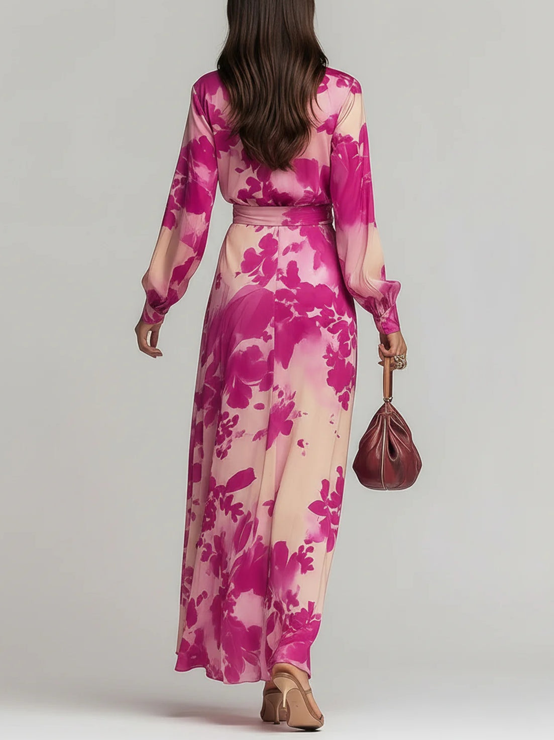 Dames Chiffon Maxi Jurk Bloemenprint