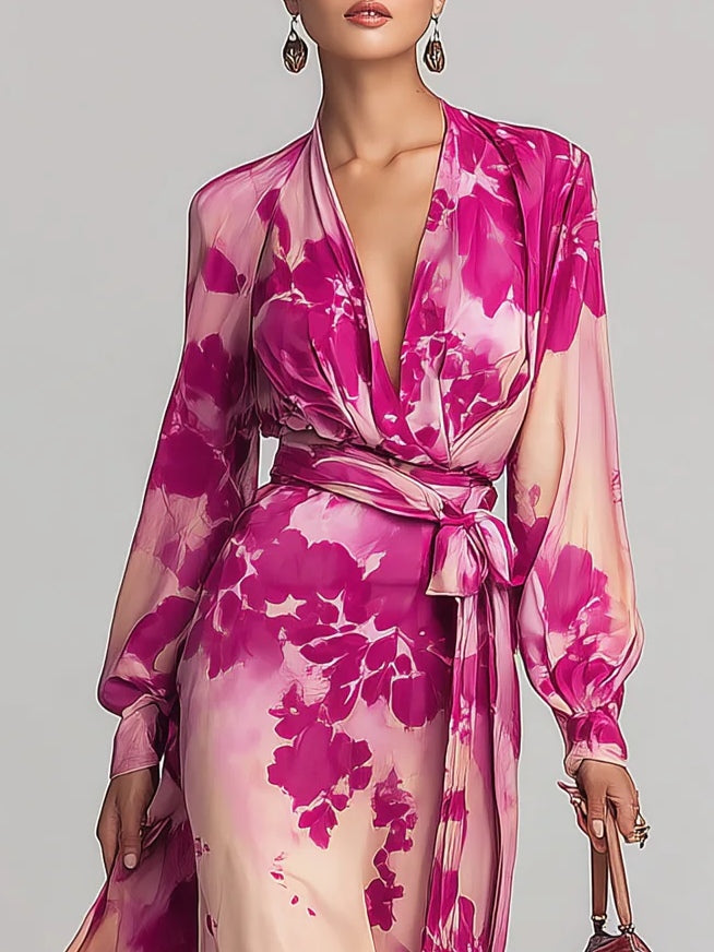 Dames Chiffon Maxi Jurk Bloemenprint