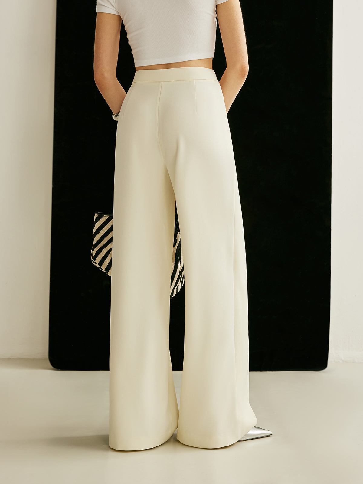 Dames Wide Leg Broek Met Asymmetrisch Overslag