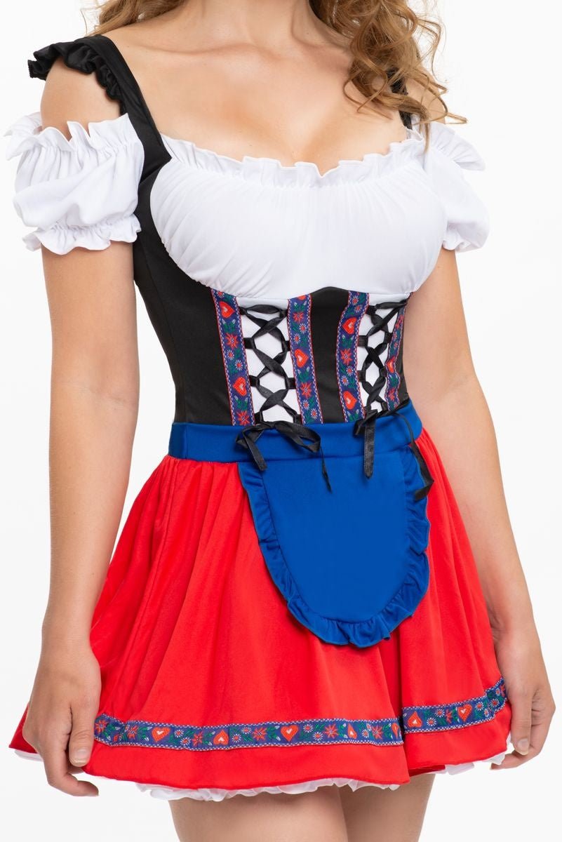 Dames Jurk Oktoberfest Rood Blauw Schort