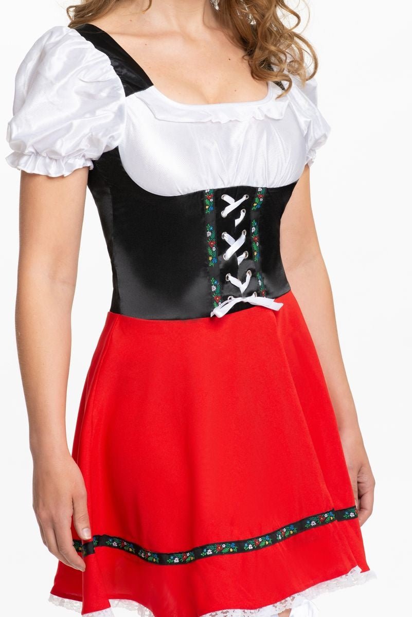 Dames Jurk Oktoberfest Rood Witte Strik