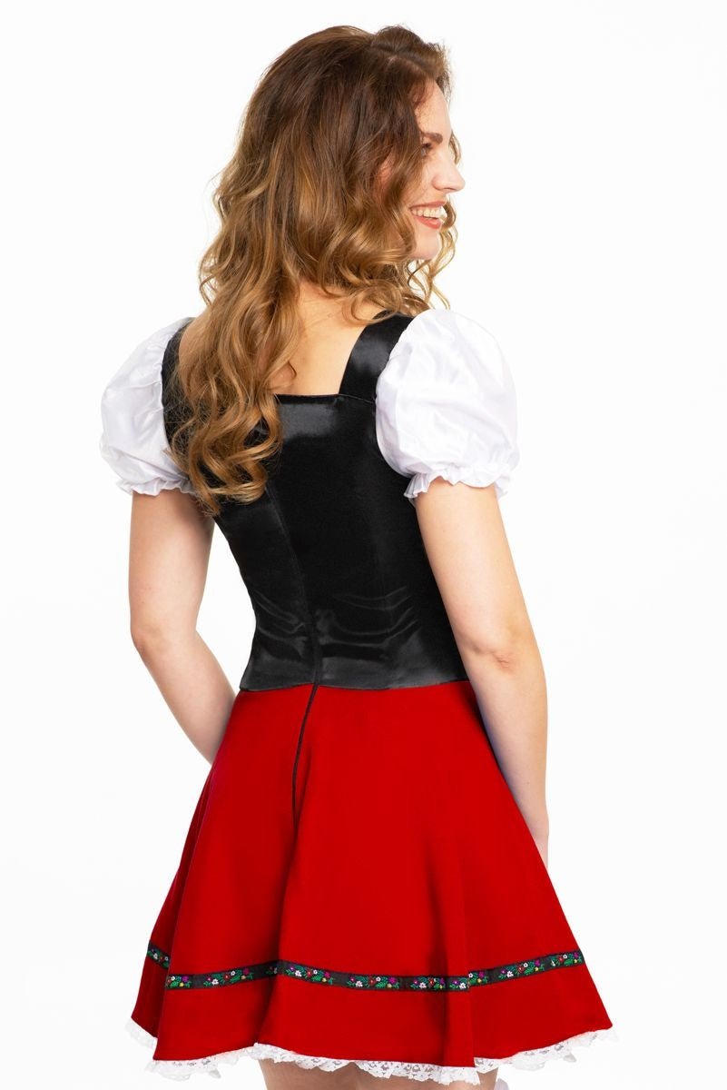 Dames Jurk Oktoberfest Rood Witte Strik
