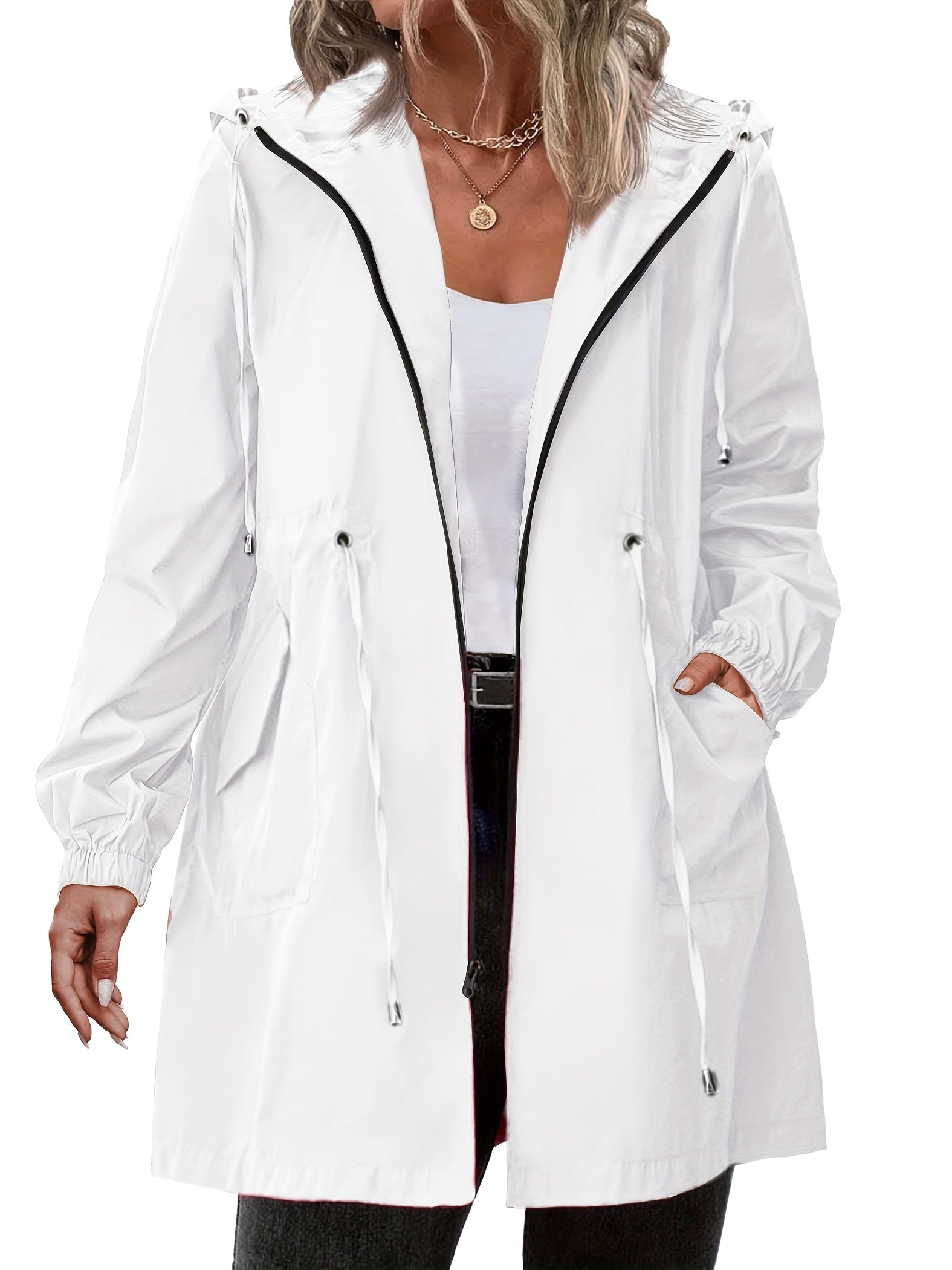 Plus Size Dames Regenjas met Capuchon en Ritssluiting