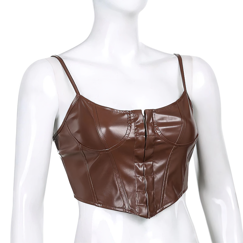 Leren Corset Top Dames – Mouwloos in PU-leer
