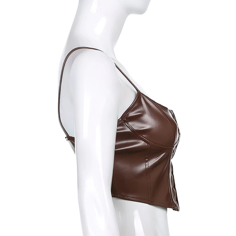 Leren Corset Top Dames – Mouwloos in PU-leer