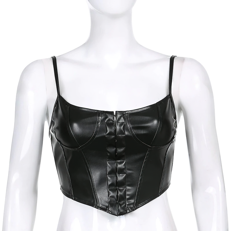 Leren Corset Top Dames – Mouwloos in PU-leer
