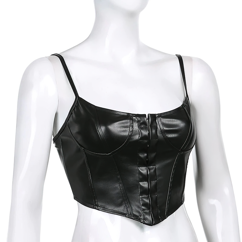 Leren Corset Top Dames – Mouwloos in PU-leer