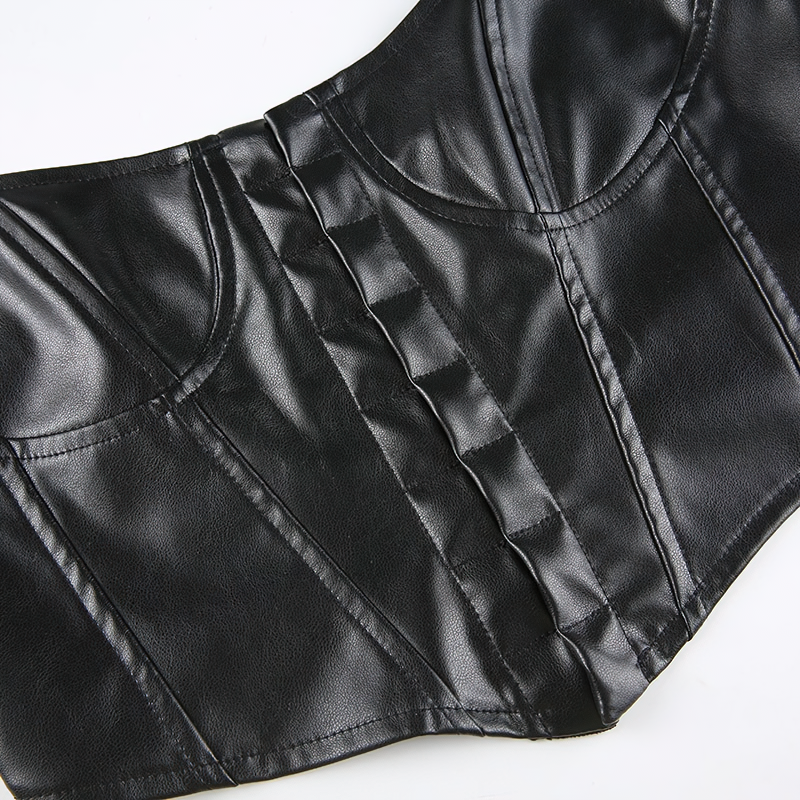 Leren Corset Top Dames – Mouwloos in PU-leer