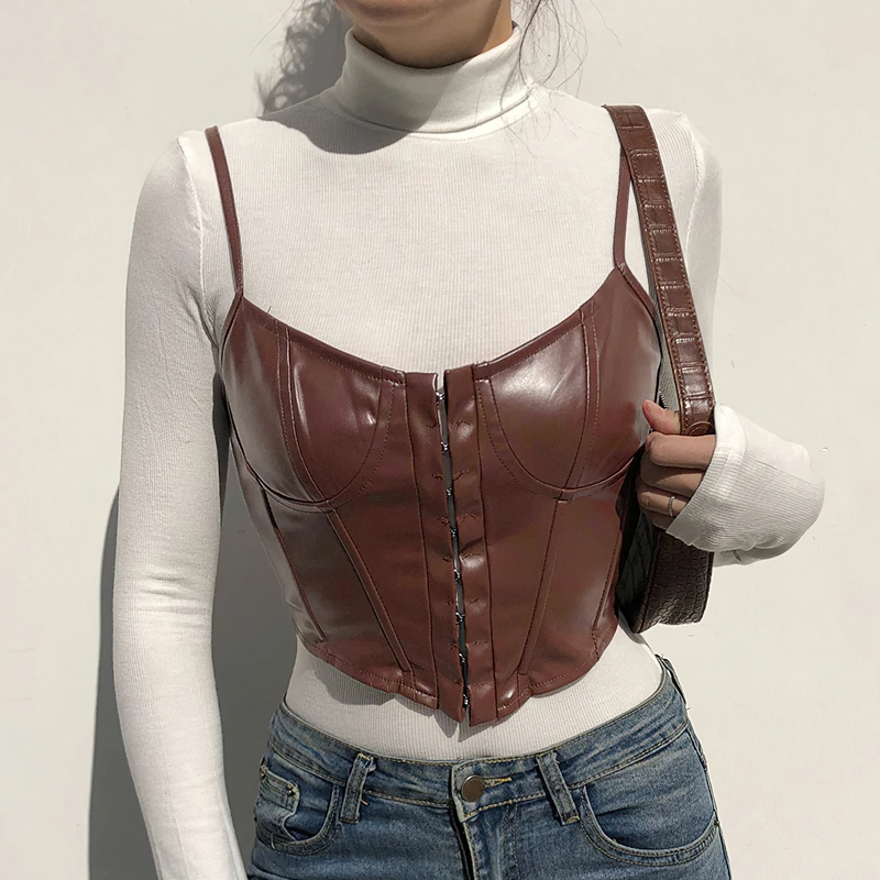 Leren Corset Top Dames – Mouwloos in PU-leer