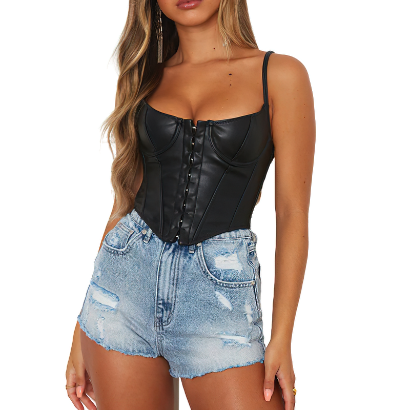 Leren Corset Top Dames – Mouwloos in PU-leer