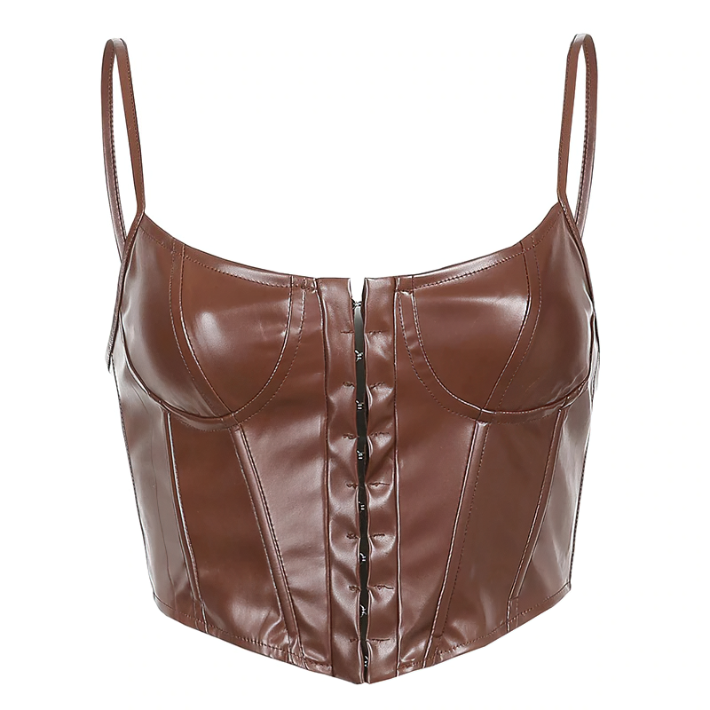 Leren Corset Top Dames – Mouwloos in PU-leer