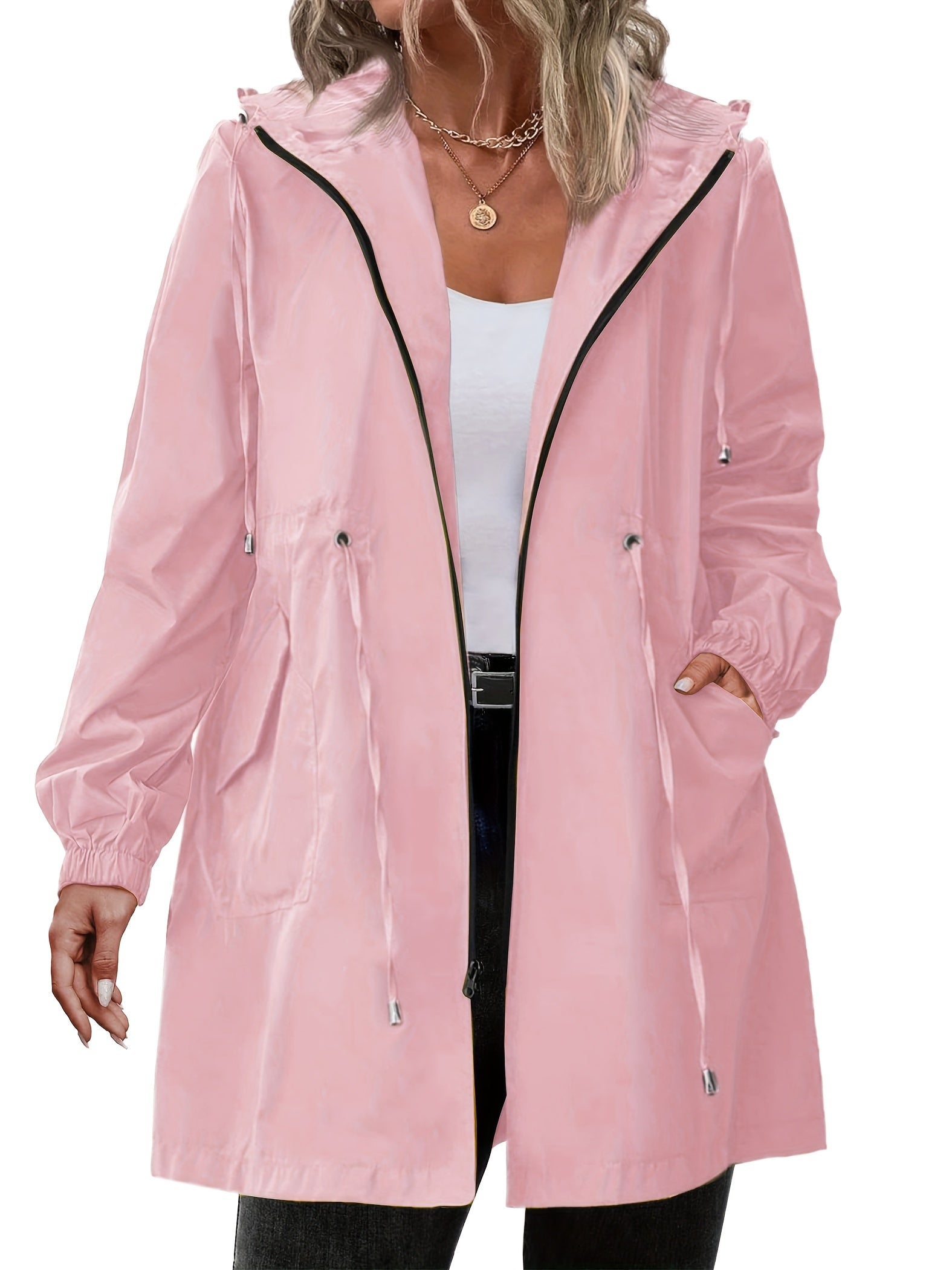 Plus Size Dames Regenjas met Capuchon en Ritssluiting