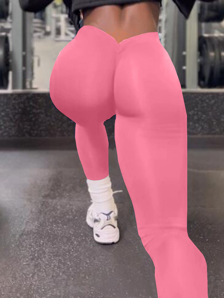 Sportlegging Dames Hoge Taille Scrunch Bum Diepe V-Rug