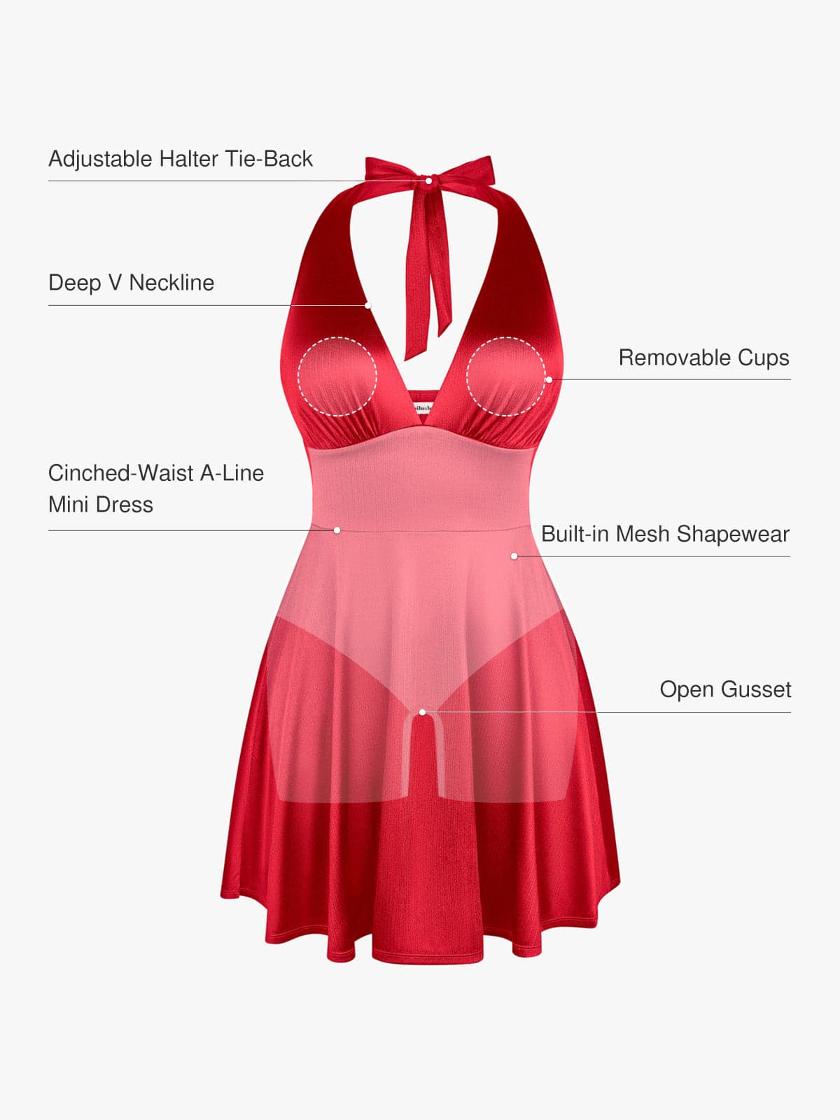 Shapewear Halter Fit & Flare Mini Dress