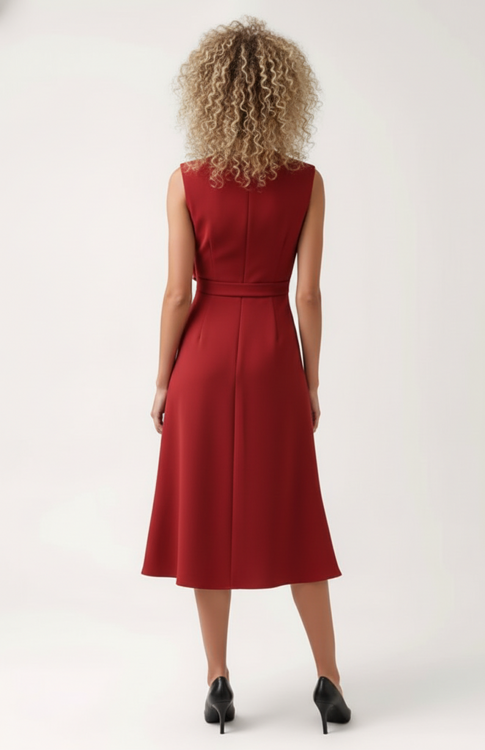 Midi Jurk Hoge Hals – Plooi Zomerjurk Dames